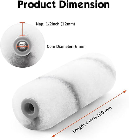 ROLLINGDOG Contractor’s Dog 4 Inch Mini Paint Roller Covers- 4" Polyester Roller Sleeves with 1/2" Nap for Semi Smooth to Semi Rough Surfaces (Pack of 10)