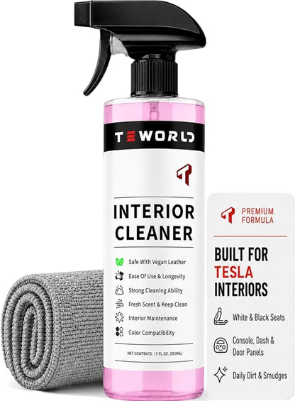 Tesla Seat Cleaner & Stain Remover, Tesla Interior Cleaner for White & Black Vegan Leather | Tesla Model Y Juniper Accessories 2026 & Tesla Model 3 Accessories, S/X/Cybertruck
