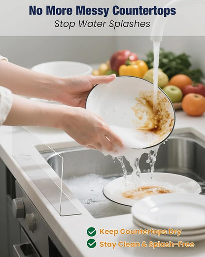 Acrylic Sink Splash Guard, Highly Transparent Fixed Splash Guard for Kitchen Island & Bathroom（15.8"L x 1.6"W x 4.7"H）