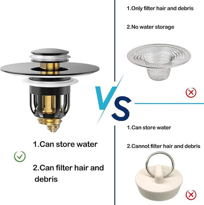 MUAIOLAUS Universal Bathroom Sink Stopper, Pop Up Sink Stopper with Basket Hair Catcher, Anti Clogging Sink Drain Filter for 1.06"-1.65" Drain Holes