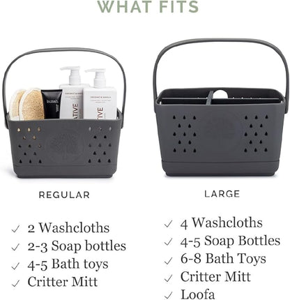 Parker Baby Large Bath Caddy | BPA Free & Food Grade Shower Caddy Organizer for Toys & Supplies | Quick-Dry, Sturdy & Perfect Size Shower Basket w/Handle in Neutral Colors