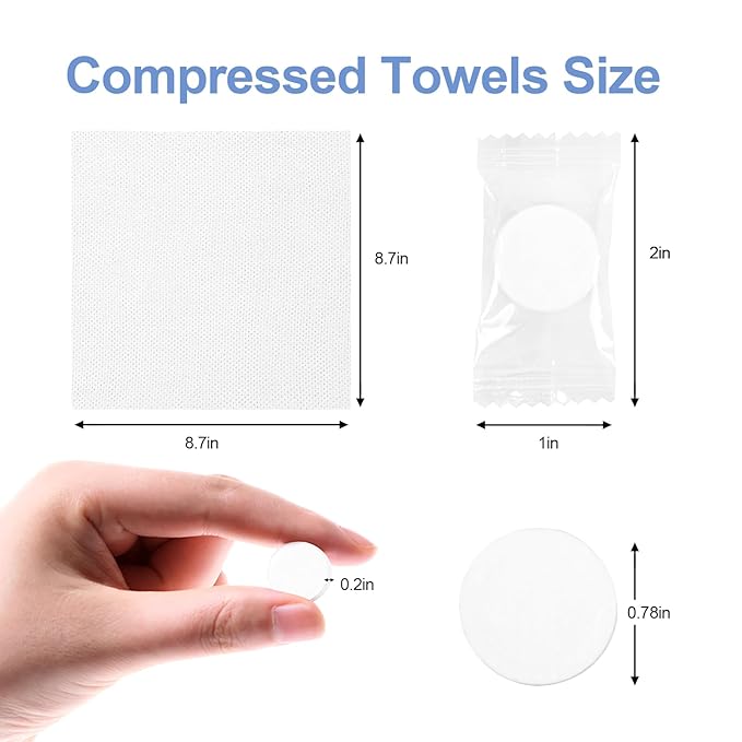 Compressed Disposable Face Towel: 100pcs Mini Tablets Portable Paper Clean Washcloths For Travel Travel Cleaning Camping Hiking Essentials - 3s Absorb 50gsm 5x Reusable