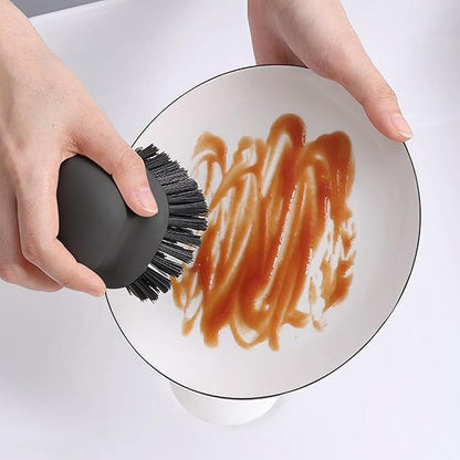 2Pack Dish Scrub Brush, Palm Brush Dish Scrubber with Ergonomic Grip, Kitchen Scrub Brushes for Cleaning for Pans, Pots, Kitchen Sink Cleaning-Black+White