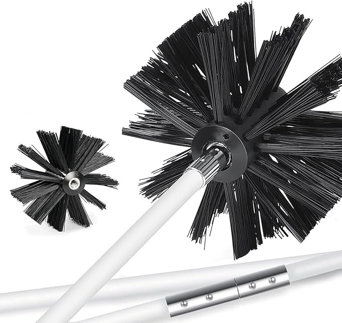 Chimney Washing Brushes Fireplace Cleaning Supplies 5.9in and 3.9in Brush Heads 5/16 Screw Thread Dryer Vent Cleaner Kit Attachment