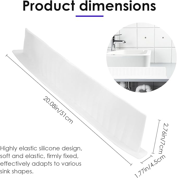 Silicone Sink Splatter Guard, Detachable Kitchen Sink Baffle Board, Splash Protector for Home Kitchen