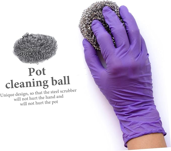 Healifty 6pcs Decontamination Cleaning Steel Wool Balls Sink Brush Pot Metal Scrubbers for Pots Pans Dishes