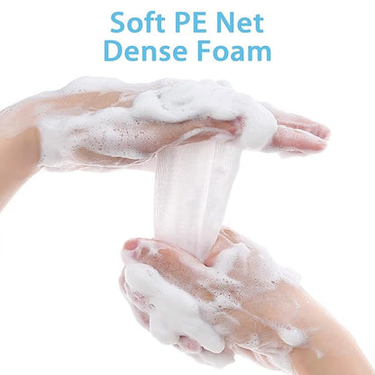 INVODA 60PCS Soap Net Bag 60 Pieces Double Layer Drawstring Soap Mesh Soft Bath Handmade Net for Facial Body Exfoliation Cleaning Tool (Random Color)
