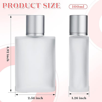 Tessco for you 6 Pcs 50/100ml Frosted Glass Bottle Perfume Atomizer Refillable Spray Empty Perfume Dispenser Fine Mist Atomizer Cosmetic Container for Travel Men Women (3.4 Ounces,Silver Gray)