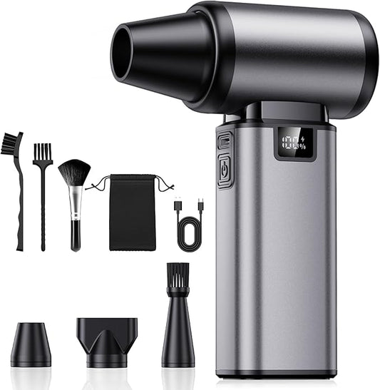 130000RPM Compressed Air Duster, Rechargeabler air Duster with Brushless Motor, 5-Gear Adjustable & 2.5H Fast Charge, Electric Cordless Air Blower for Computer, Car, Keyboard and Indoor Cleaning