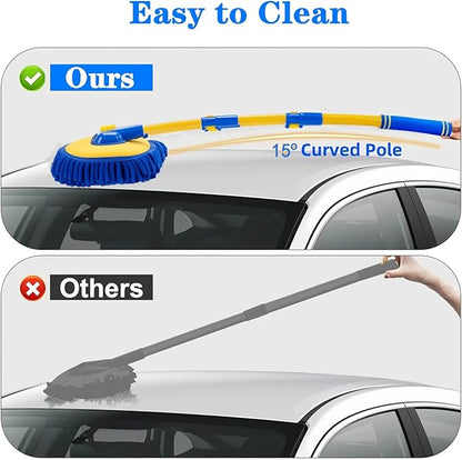 MVEQRRN Upgrade Car Wash Brush Mop with Long Handle, Car Washing Brush Kit with Scratch-Free Replacement Head