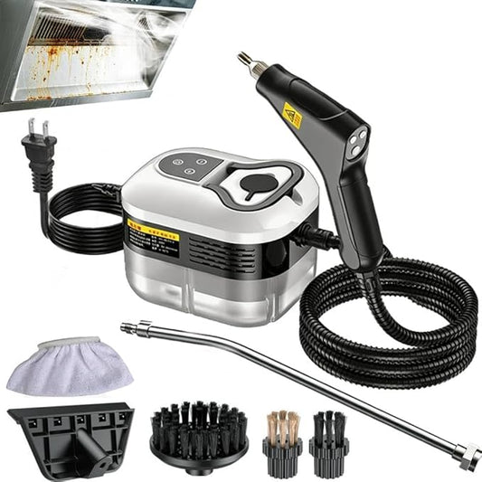 2500W Handheld Steam Cleaner for Home: High Temperature Pressurized Steamer with 6 Adjustable Levels for Cleaning - Portable Multi-Surface Steam Cleaning Machine for Kitchen, Furniture (black)