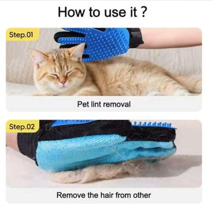 2-in-1 Pet Grooming Gloves 2-Pack – Double-Sided Deshedding & Pet Hair Remover for Dogs & Cats – Gentle Massage Glove for Shedding Fur – Lint Remover for Furniture & Clothing
