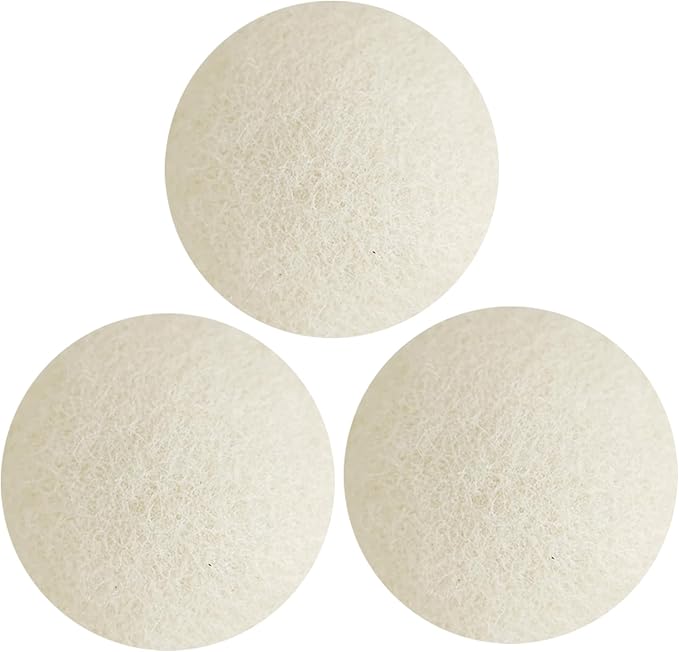 XXL Wool Dryer Balls, 3PCS Natural Fabric Softener, Fluff Laundry Wrinkle Release and Saves Drying Time, Reusable