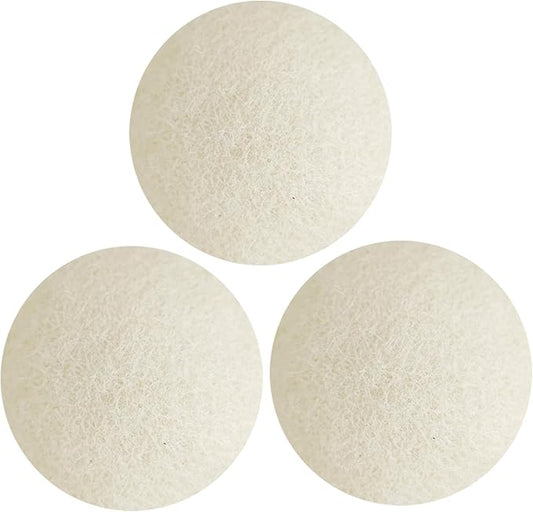 XXL Wool Dryer Balls, 3PCS Natural Fabric Softener, Fluff Laundry Wrinkle Release and Saves Drying Time, Reusable