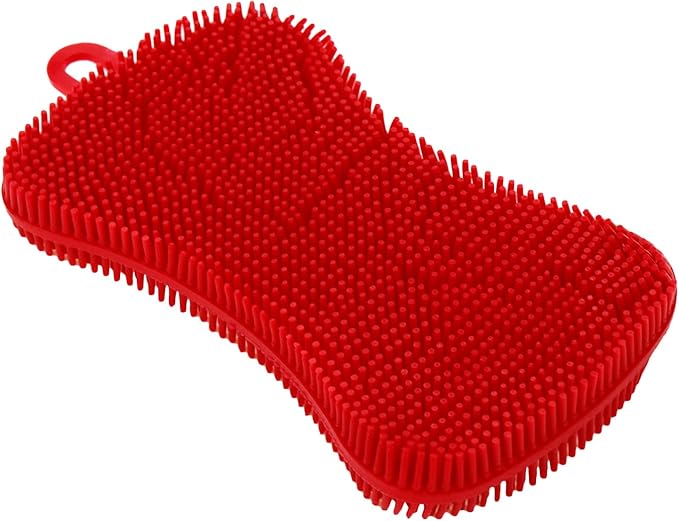 Red 5 Pcs Silicone Cleaning Scrubber，Colored Sponges for Dishes for Cleaning Silicone Scrubber Kitchen
