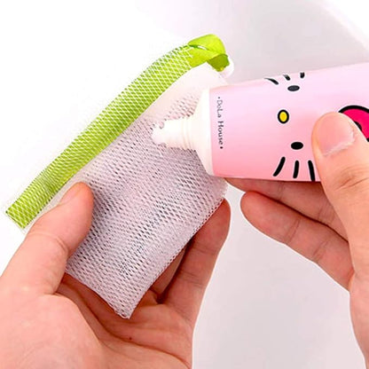 INVODA Handmade Soap Easy Bubble Mesh Soap Saver Bag Double Layer Drawstring Holder Bags Foam Net for Body Facial Cleaning Exfoliation Body Cleaning Tool (10 PCS)