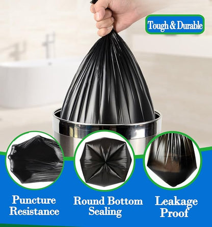1.5 Gallon 120 pcs Small Black Trash Bags, Strong 1.3 Gallon 1.5 Gallon 1.6 Gallon Garbage Bags, Bathroom Trash Can Bin Liners,Mini Bags Waste Basket Liner,Fit 5-6 Liter, 1.5 Gal-Black-120