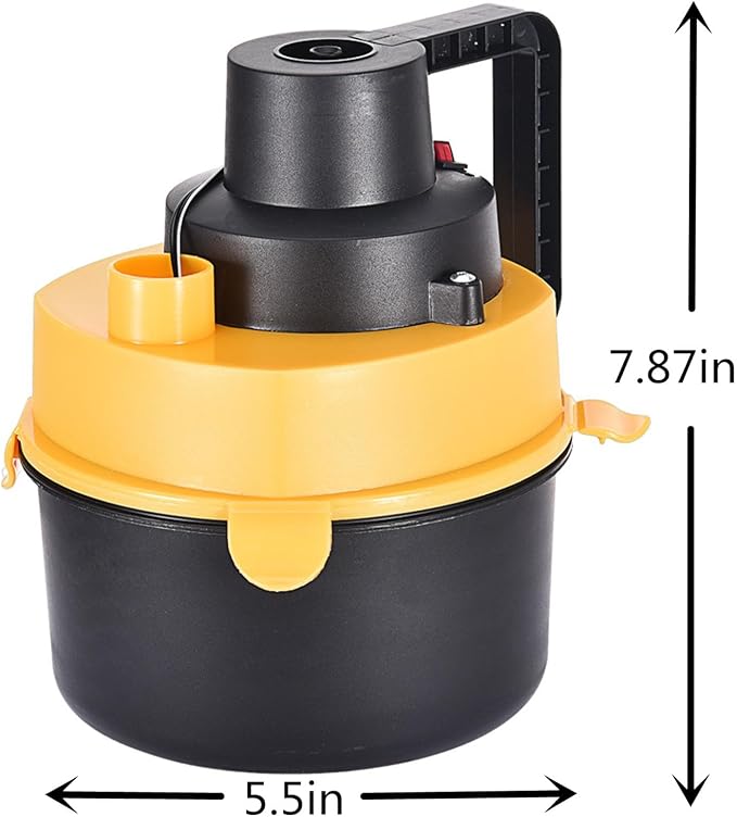 Portable Wet-Dry Vacuum, 12 V Car Vacuum Cleaner, 3 in 1 Portable Shop Vacuum with Blowing Function, Attachments Storage, Perfect, Compact Lightweight, for Cleaning Floor, Upholstery, Gap, Car