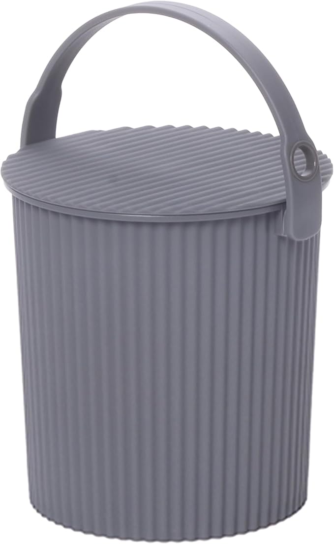 Hachiman Micro Bucket - 0.18 Gallon Heavy Duty Bucket with Lid and Handle - Hands-Free Filling - Easy to Stack and Store - Indoor Outdoor Use - 4.9" x 4.6" - New Grey