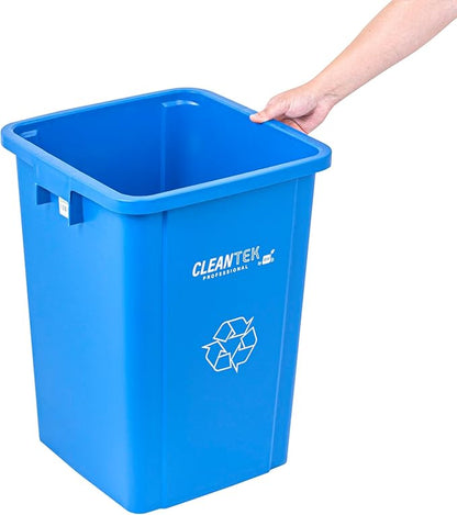 Restaurantware-Clean Tek Professional 19 Gallon Trash Can, 1 Square Waste Basket - Lid Sold Separately, Space Saving, Blue Plastic Garbage Bin, Ideal For Home, Office, Restaurant, And More