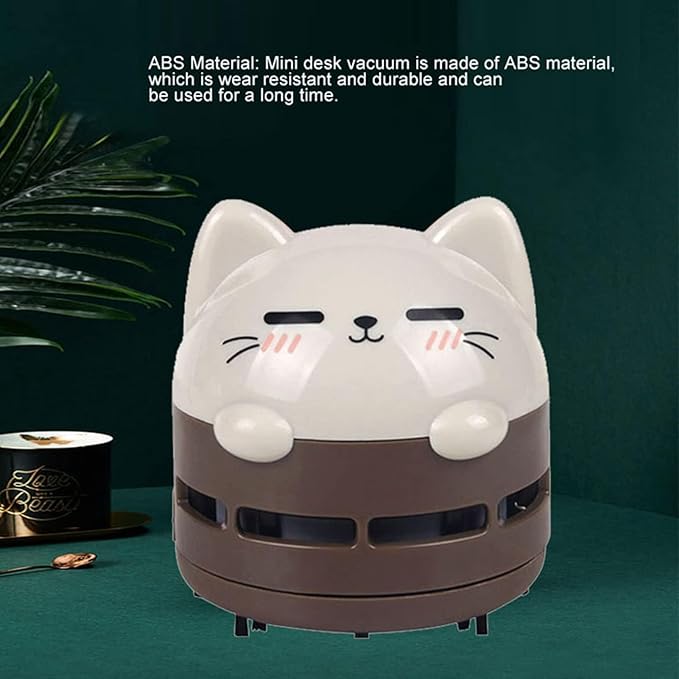 HERCHR Mini Crumb Vacuum Cleaner, Cute Desktop Vacuum Cleaner Desk Dust Cleaner Crumb Sweeper Mini Desk for Home, Office, Cars (Brown)