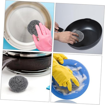 20pcs Wool Scrubber Pads for Pot and Dish Cleaning Metal Cleaning Balls for Kitchen Use for Tough Stains and Grease Removal
