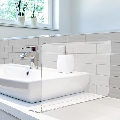 PRETYZOOM Acrylic Sink Water Splash Guard, 15.7x8 Inches Sink Splash Guards Splatter Panel, Kitchen Protective Splatter Barrier, Universal Fit