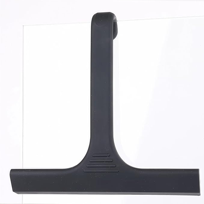 Silicone Shower Squeegee - All-in-One Design with Built-in Hook, 10 Inch Streak-Free Bathroom and car Cleaner for Glass Doors, Mirrors, Windows, Tiles Black