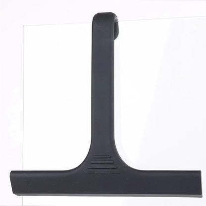 Silicone Shower Squeegee - All-in-One Design with Built-in Hook, 10 Inch Streak-Free Bathroom and car Cleaner for Glass Doors, Mirrors, Windows, Tiles Black
