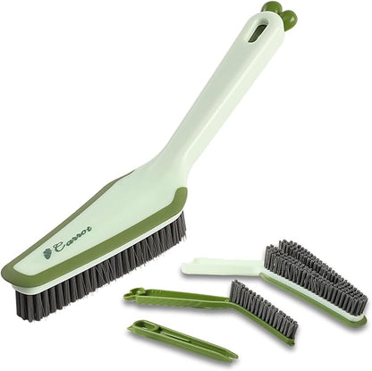 3-in-1 Detachable Crevice Cleaning Brush for Sinks, Faucets & Tile Grout, Multifunctional Narrow Gap Cleaner for Kitchen & Bathroom Dead Corners, Modern Aesthetic Detail Scrub Tool (Green)