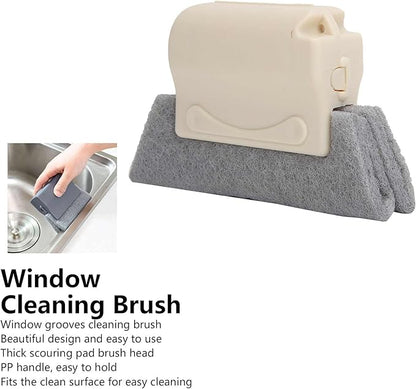 Window Track Cleaner Brush, Handheld Crevice Tool with Thin Head, Deep Cleaning for Window Slides, Door Tracks & Gaps, Removable Washable Pad
