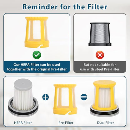 4 Pack HEPA Filter Replacement Compatible with Fanttik Slim V8 Apex / V9 Mix / V10 Mix/Slim V10 Apex Cordless Car Vacuum Cleaner, Washable and Reusable HEPA Filters