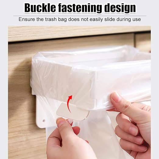MiOYOOW Over The Cabinet Trash Bag Holder, Foldable Garbage Bag Organizer, Hanging Waste Bin for Kitchen Cabinets Doors
