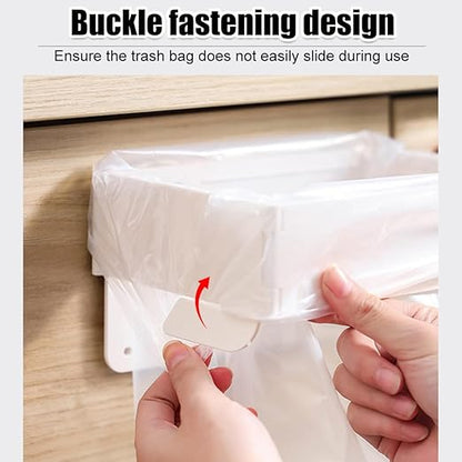 MiOYOOW Over The Cabinet Trash Bag Holder, Foldable Garbage Bag Organizer, Hanging Waste Bin for Kitchen Cabinets Doors