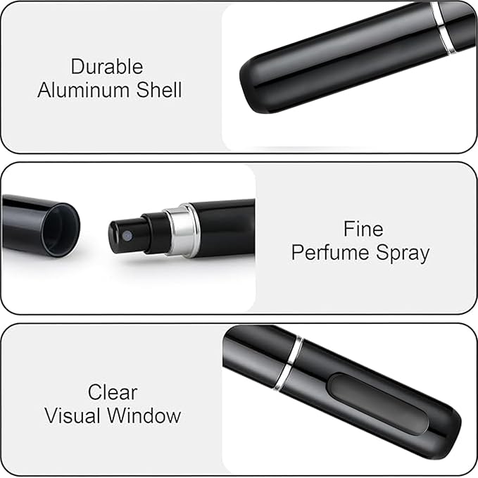 Travel Refillable Atomizer Sprayer for Perfume and Cologne Travel Bottle, Mini Perfume Refillable Bottle Perfect for Pockets