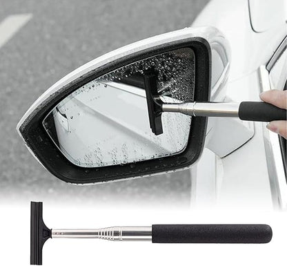 jeseny 1 PC Car Rearview Mirror Wiper Telescopic Auto Mirror Squeegee 98cm Long Handle Cleaning Tool Glass Mist Cleaner Black