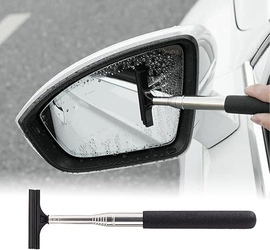 jeseny 1 PC Car Rearview Mirror Wiper Telescopic Auto Mirror Squeegee 98cm Long Handle Cleaning Tool Glass Mist Cleaner Black