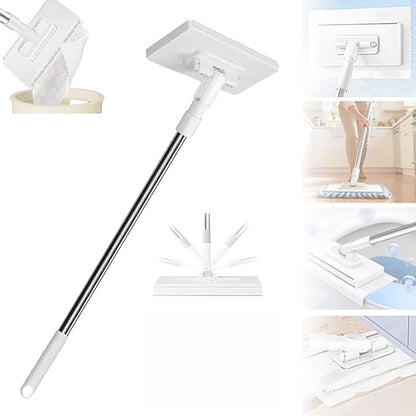 Snap Grip Mini Mop, 2026 Upgraded Disposable Dust Mop, Zero Touch Mini Mops, Convenient Cloth Changing Mops for Kitchen Counter, Foldable 100cm Adjustable Long Handle Mopping Stick (1* Mop)