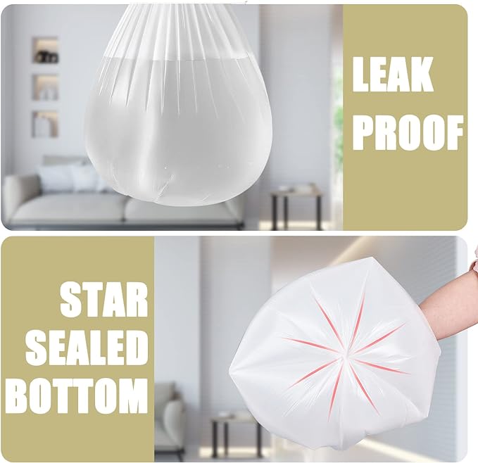 Small Trash Bags 4 Gallon - 100 Count 4 Gallon Trash Bag, Small Garbage Bags for Office Bedroom Bathroom Trash Bags, White 4 Gal Small Trash Can Liners