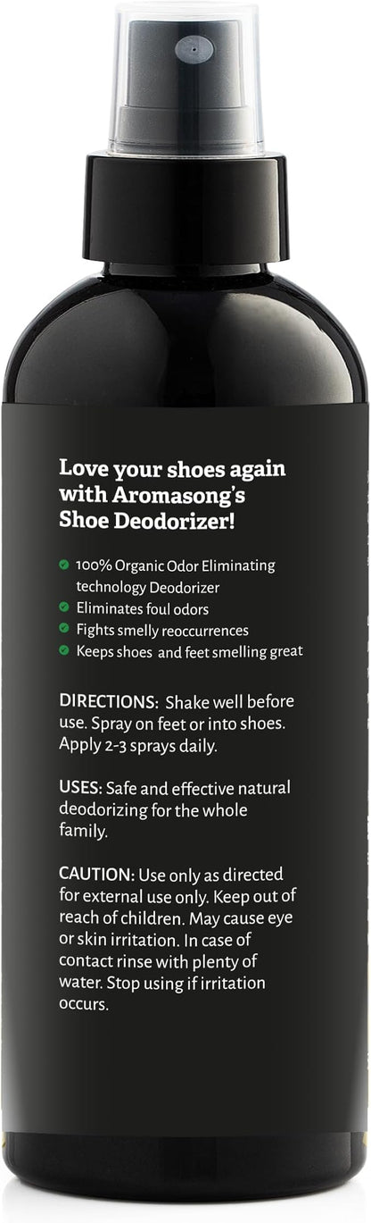 Aromasong Natural Shoe Deodorizer and Foot Spray | 2-Pack | 24-Hour Freshness Foot Odor Eliminator for Feet - Extra Strength Fresher for Smelly Shoes & Stinky Feet Spray with Refreshing Scent, 4oz
