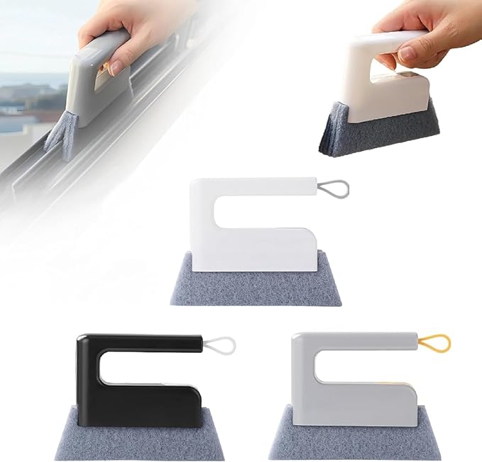 Window Track Cleaner,Multifucation Window Groove Cleaning Brush Tools Set,Sliding Door Track Cleaner Tool,Handheld Cleaning Brush for Window lides Gaps,Shutter Slats,Car Vents (2PC White)
