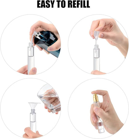 10ml Glass Spray Bottle, Thick Glass Atomizer, Perfume Decanter Kit, Small Travel Perfume Atomizer Bottle Refillable (8PCS, Black)