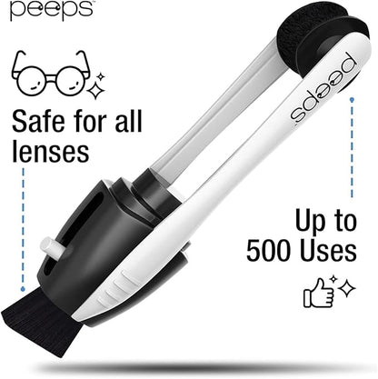 Peeps Glasses Cleaner - for Eyeglasses, Reading Glasses, and More - Lens Cleaner with Carbon Microfiber Tech-Injected Black-1 Count (Pack of 1)