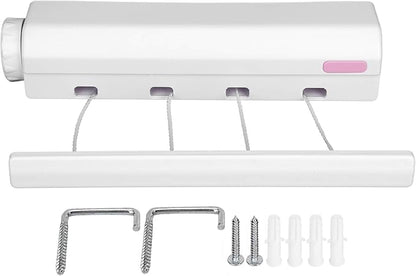 OUKENS Retractable Clothesline, Telescopic 4Rope Heavy Duty 8kg Load Capacity Drying Rack, Wall Mounted - Saving Space with Punch Installation, Indoor Outdoor Use in Balcony Bathroom Apartment Laundry