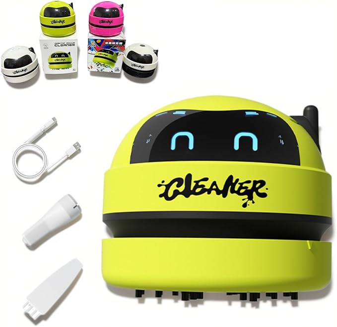 Mini Desktop Vacuum Cleaner - USB Rechargeable Portable Dust Crumb Pet Hair Flakes Remover, Table Keyboard Sweeper for Home Office School,Compact Desk Cleaner (Green)
