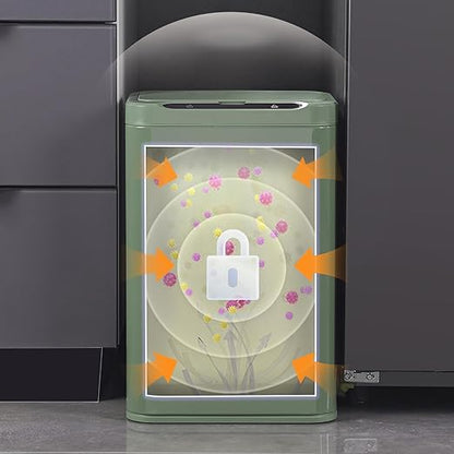 ELPHECO Stainless Steel Office Trash Can Motion Sensor Garbage Can Touchless Smart Trash Can Automatic Waste Bin for Kitchen, Office, Bathroom (Avocado Green, 5.5 Gallons)