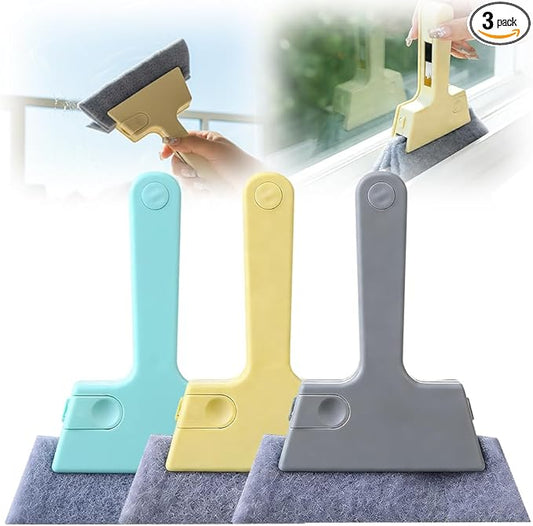 Kafia Magic Window Track Cleaner, Window Groove Cleaning Brush Tools Set, Hand-held Window Track Cleaner Brushes Tools Set for Window lides Gaps Tile Lines Shutter Car Vents (3PCS)