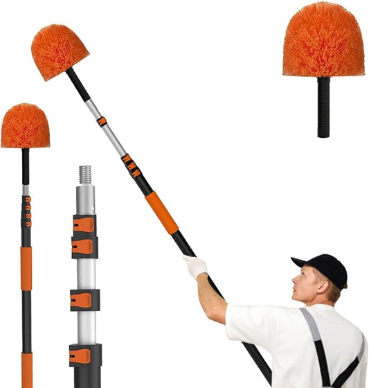 LAANPOLE 30FT Cobweb Duster with Extension Pole, Spider Web Brush for Cleaning Extendable, Professional Ceiling and Corner Dusters for Outdoor Indoor Use