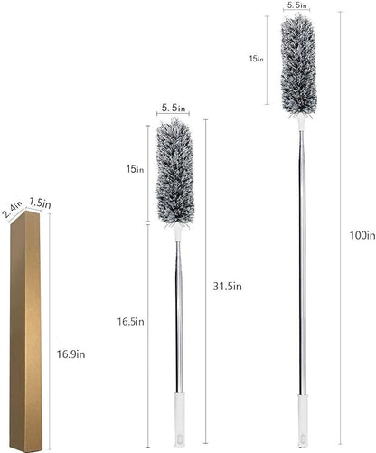 UIMO Microfiber Ceiling Fan Cleaner with 30–100" Telescopic Pole – Extendable Duster for High Ceilings and Fans, Bendable Washable Head, Reusable Cleaning Tool for Furniture, Cars, Keyboard