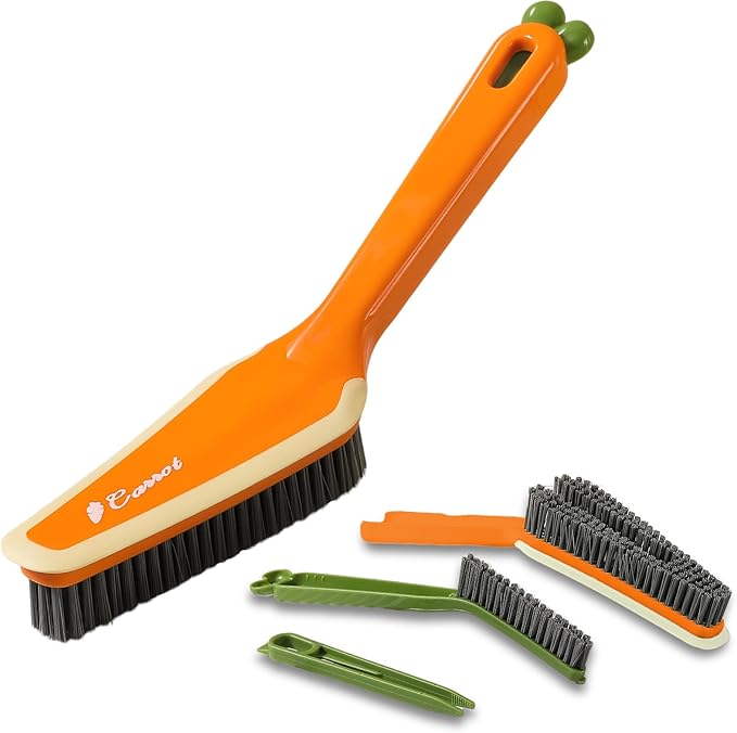 3-in-1 Detachable Crevice Cleaning Brush for Sinks, Faucets & Tile Grout, Multifunctional Narrow Gap Cleaner for Kitchen & Bathroom Dead Corners, Modern Aesthetic Detail Scrub Tool (Orange)